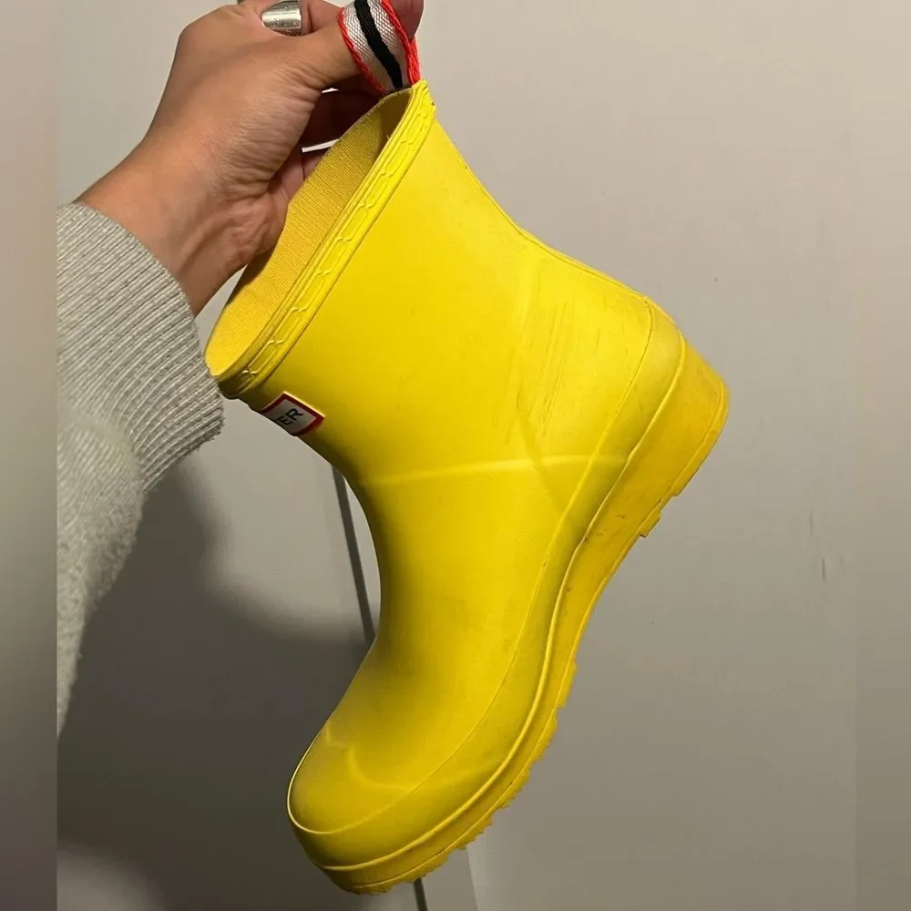 Hunter Play Yellow Rubber Wellies Winter & Rain Boots 7